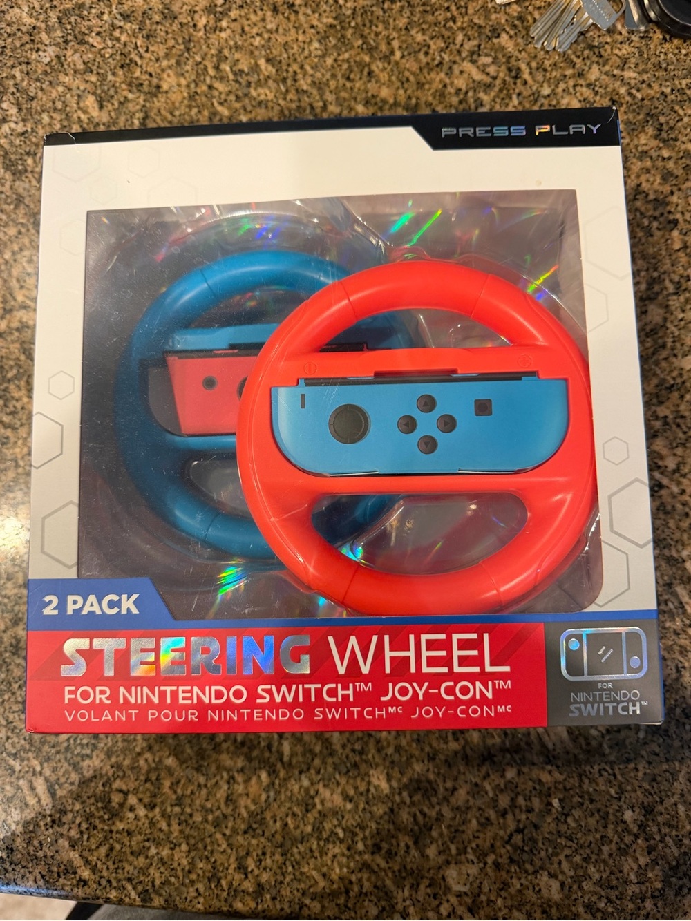 2-Pack Steering Wheel for Nintendo Switch Joy-Con - Red & Blue